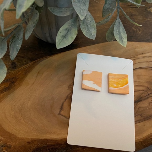 Handmade Clay Square Studs - Desert Sands Series - Picture 4 of 8